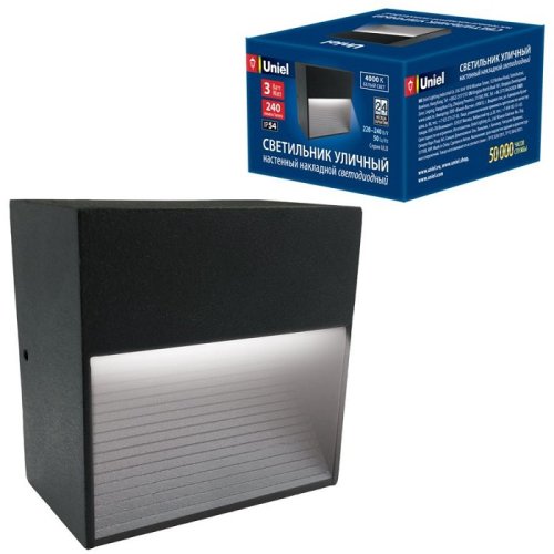 Светильник светодиодный декоративный Uniel ULU-S03A-3W/4000K 3Вт Черный IP54 картинка 